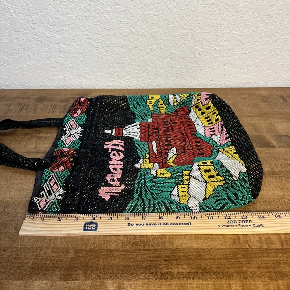 Vintage Nazareth Souvenir Rainbow Beaded Large Tote Bag Jerusalem - Picture 15 of 16